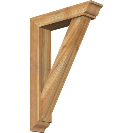 Ekena Millwork Traditional Traditional Rough Sawn Bracket w/ Offset Brace, Western Red Cedar, 6"W x 26"D x 38"H BKT0604X26X38TRA01RWR